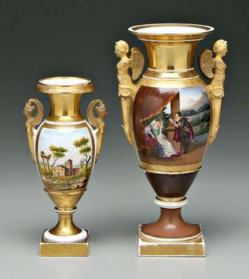 Appraisal: Two Paris porcelain urns one with Egyptian head handles hand