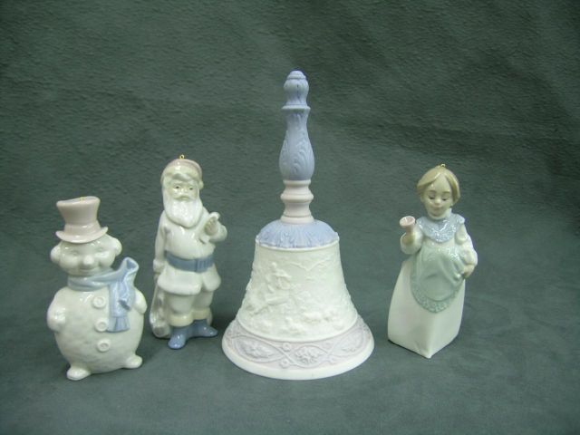 Appraisal: Three Lladro ornaments Santa Mrs Claus and snowman and bell