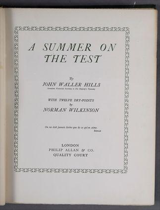 Appraisal: HILLS JOHN WALTER A SUMMER ON THE TEST London Phillip