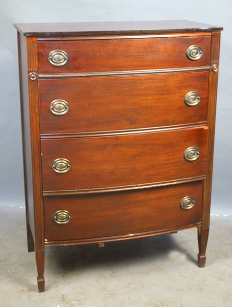 Appraisal: Circa s s custom Hepplewhite mahogany tall chest h x