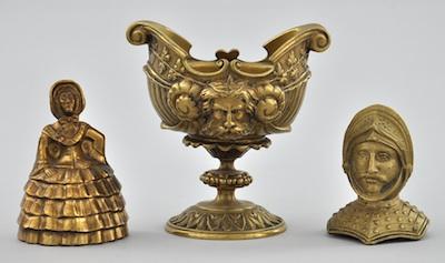 Appraisal: A Group of Three Brass Decorative Items A figural gilt