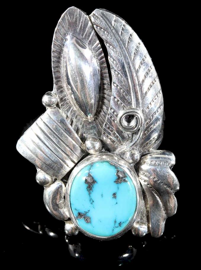 Appraisal: Navajo Sterling Silver Morenci Turquoise Ring Provided for auction in