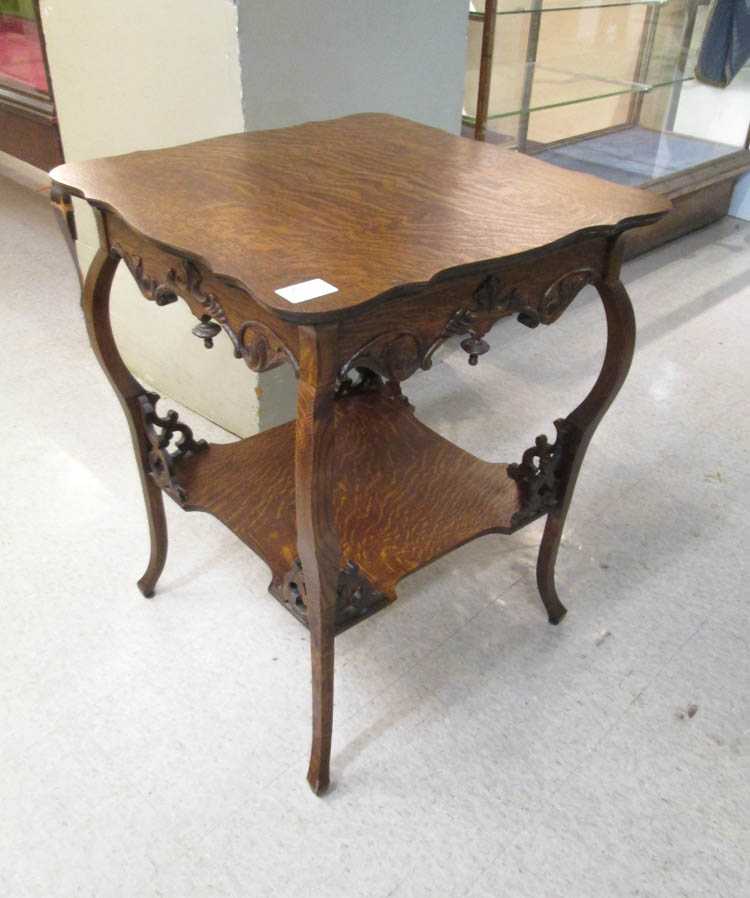 Appraisal: LATE VICTORIAN OAK LAMP TABLE American c the square top