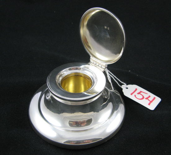 Appraisal: AN ENGLISH VICTORIAN STERLING SILVER HALLMARKED INKWELL Birmingham - round