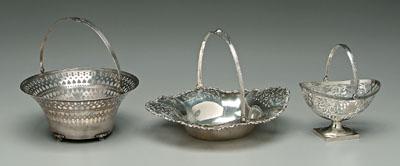 Appraisal: Three sterling baskets one oval with scroll border openwork sides