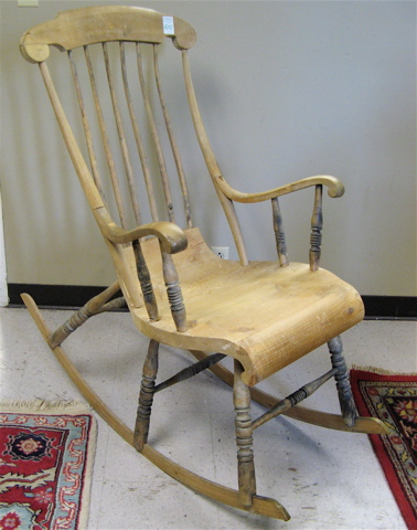 Appraisal: SCANDINAVIAN SIX-LEG PINE ROCKER Swedish th century having a Boston-style