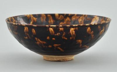 Appraisal: Song Dynasty Bowl with Tortoise Shell Glaze Earthenware bowl with