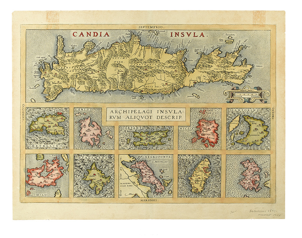 Appraisal: GREEK ISLANDS Ortelius Abraham Candia Insula Archipelagi Isularum Aliquot Descrip