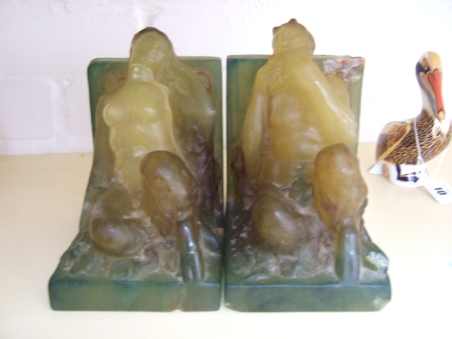 Appraisal: A pair of Art Nouveau pate sur verre bookends late