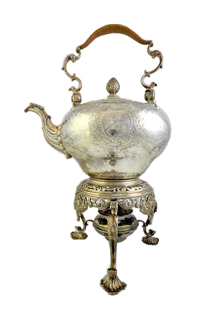 Appraisal: A George II silver kettle and stand bearing the mark