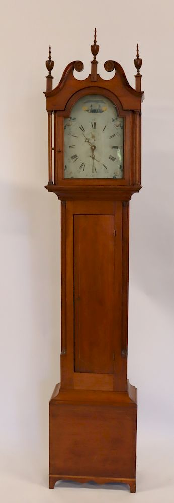 Appraisal: UNSIGNED Antique Tallcase Clock In Pine Case From the New