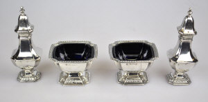 Appraisal: Two pairs of silver salts and peppers Barnards Birmingham -