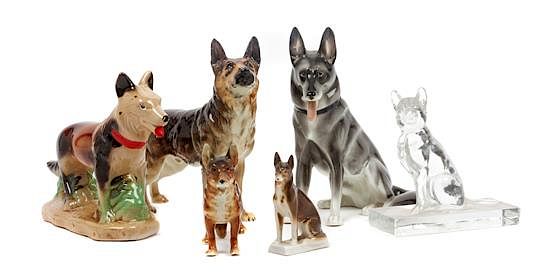 Appraisal: A Group of Six German Shepherd Figures Height of tallest