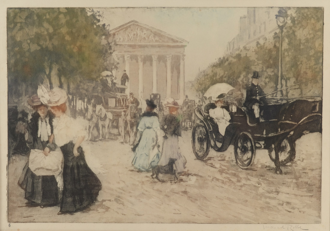 Appraisal: ROBBE Manuel French - ''La Rue Royale'' Aquatint '' x