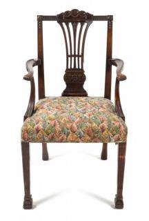 Appraisal: A Sheraton Style Armchair the crest rail carved to show