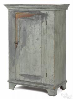 Appraisal: Painted pine wall cupboard th c retaining an old light