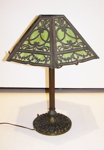 Appraisal: Artist Title Miller Stained Glass Desk Lamp with Green Glass