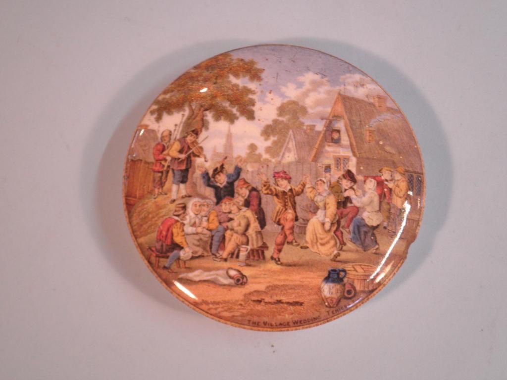 Appraisal: A Prattware pot lid - The Village Wedding cm diameter