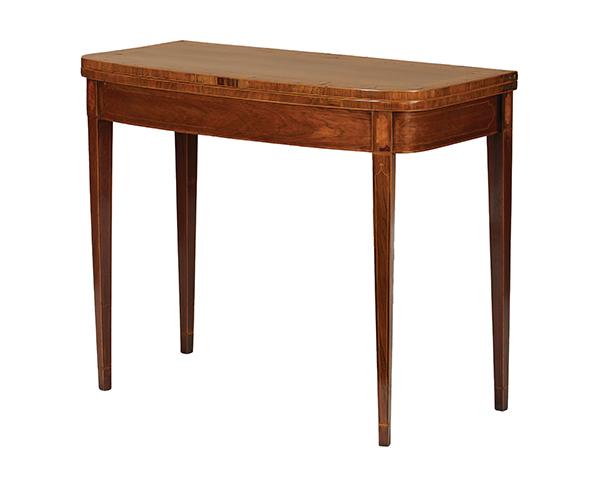 Appraisal: A GEORGE III ROSEWOOD AND SATINWOOD BANDED CARD TABLE With