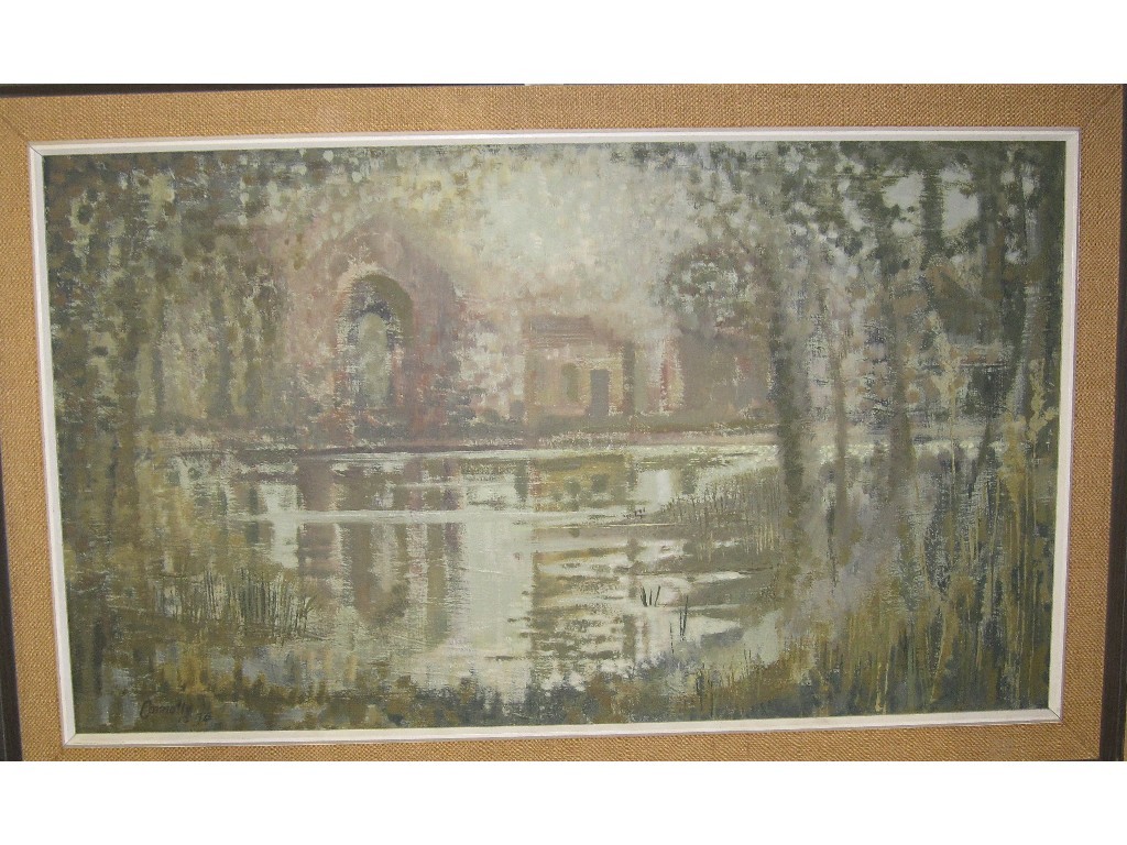 Appraisal: PETER J CONNOLLY oil on canvas 'By the River' signed