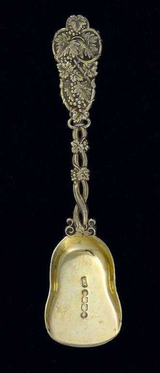 Appraisal: A VICTORIAN SILVER GILT ICE SPOON Pierced Vine pattern by