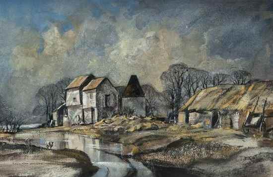 Appraisal: Rowland Hilder OBE PRI - Oak Farm East Anglia watercolour