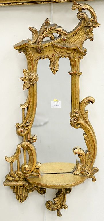 Appraisal: Pair of George II style giltwood girandole mirrors with shelf