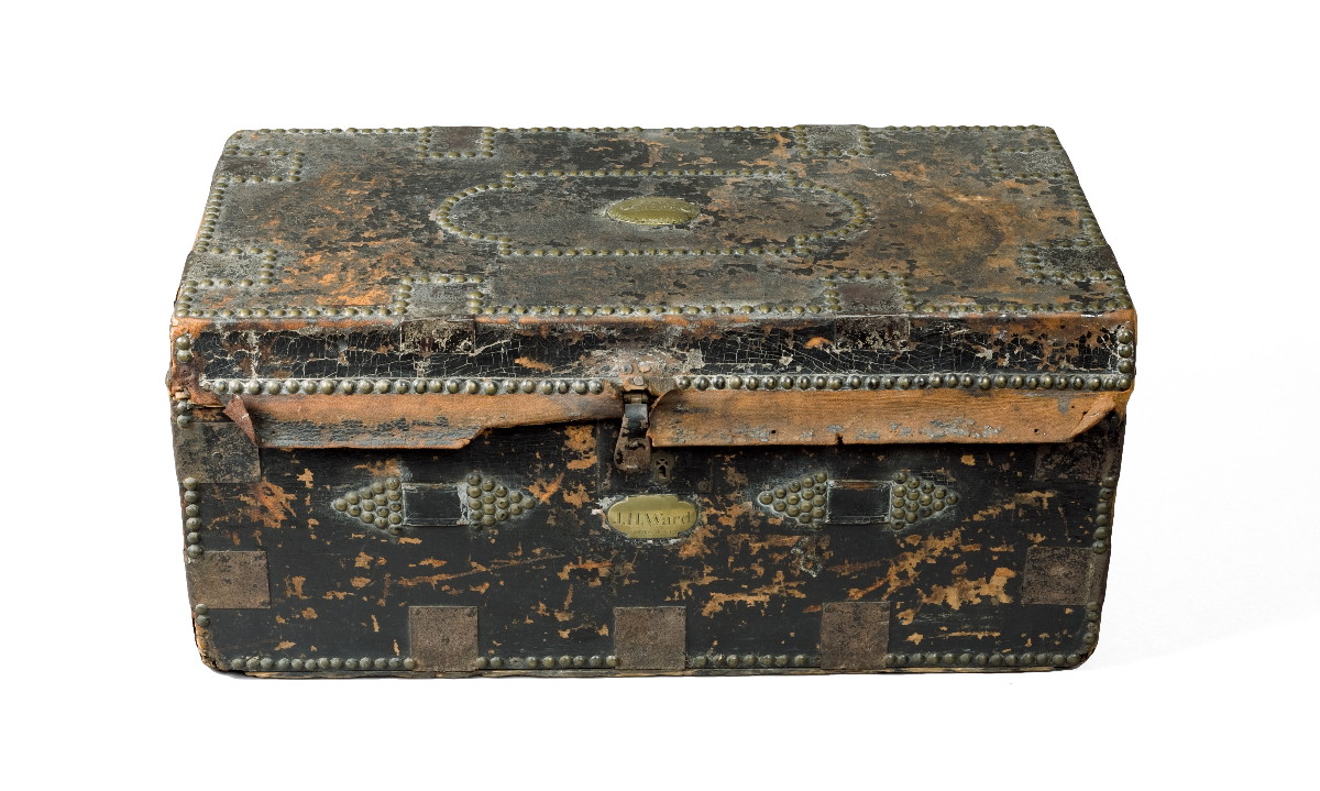 Appraisal: LEATHER AND BRASS-BOUND SEA CHEST OF U S S CONSTITUTION