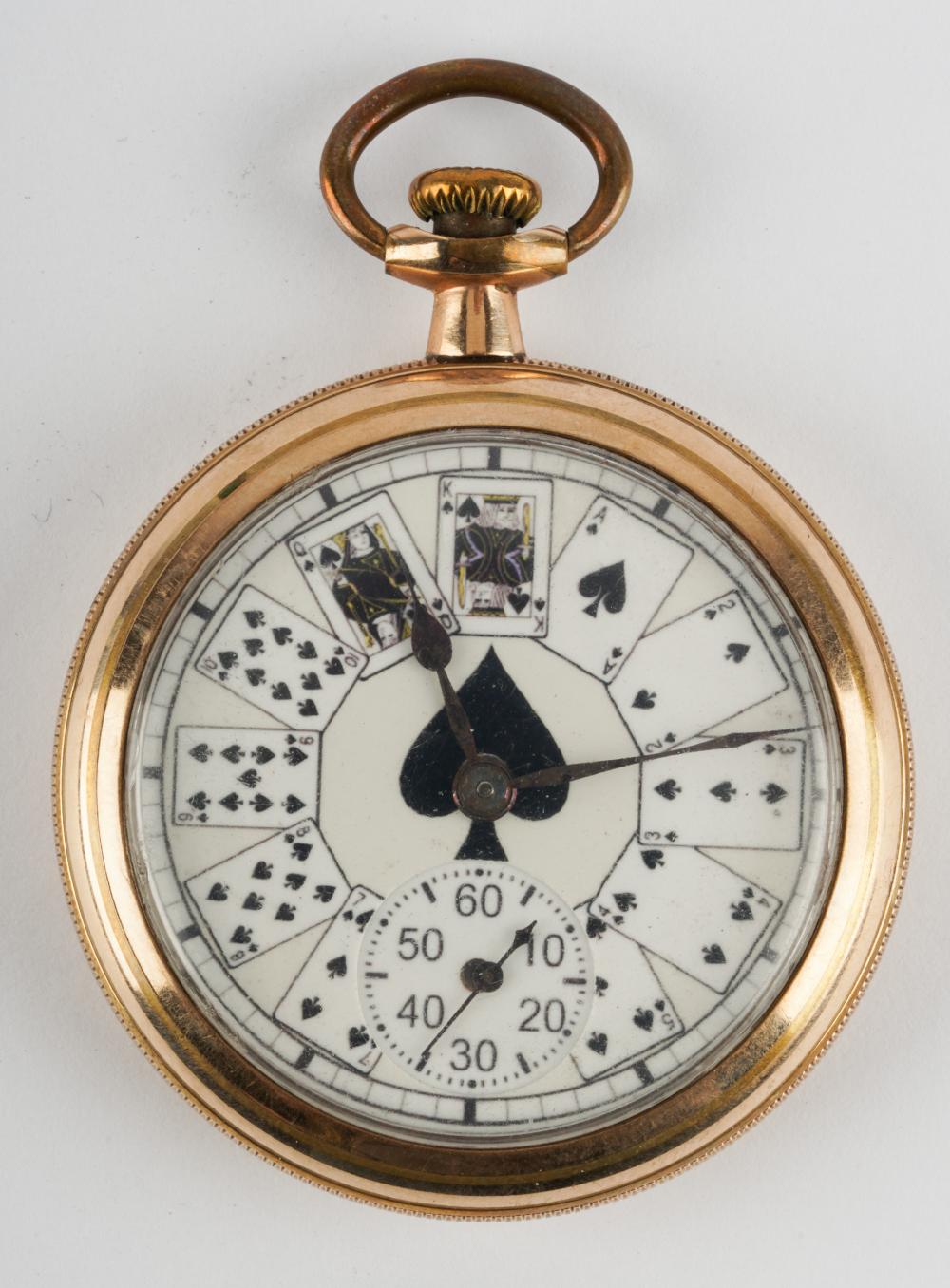 Appraisal: ILLINOIS WATCH CO POCKET WATCHunsigned Ace of Spades pocket watch