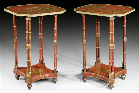 Appraisal: PAIR OF SMALL LACQUER TABLES Regency England late th century