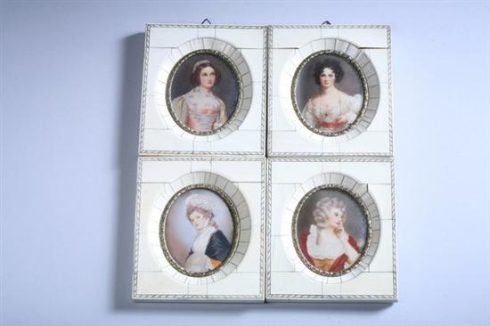 Appraisal: FOUR PORTRAIT MINIATURES OF LADIES th century Each signed within