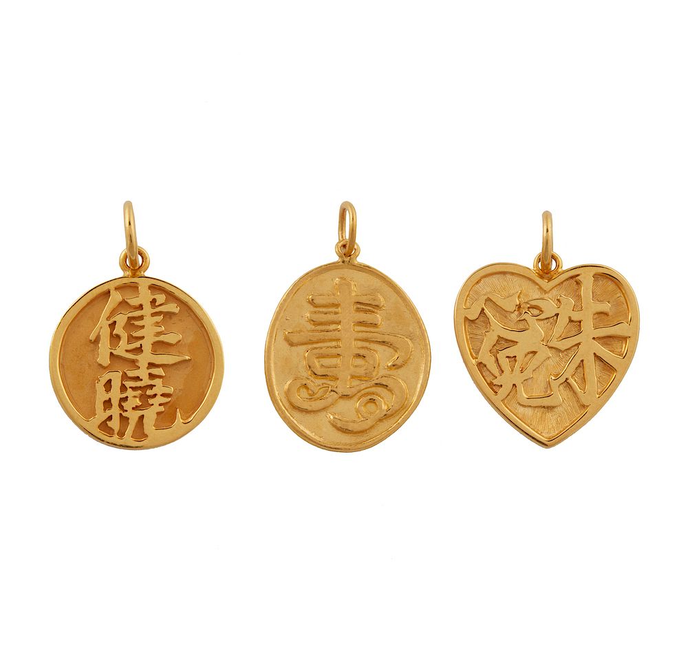 Appraisal: Three k Gold Pendants grams Three k gold pendants Total