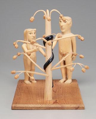 Appraisal: Tolson folk art carving Adam and Eve in the garden