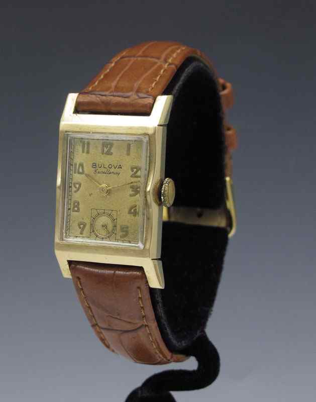 Appraisal: K GOLD BULOVA EXCELLENCY WRISTWATCH Ca Solid gold case with