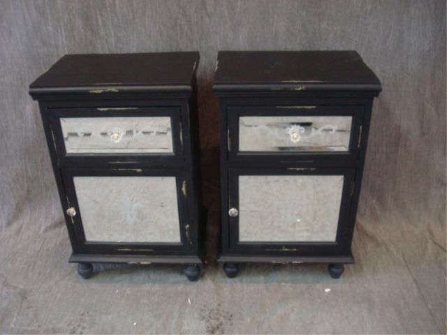 Appraisal: Pair of nightstands with mirrored fronts From a Flushing NY