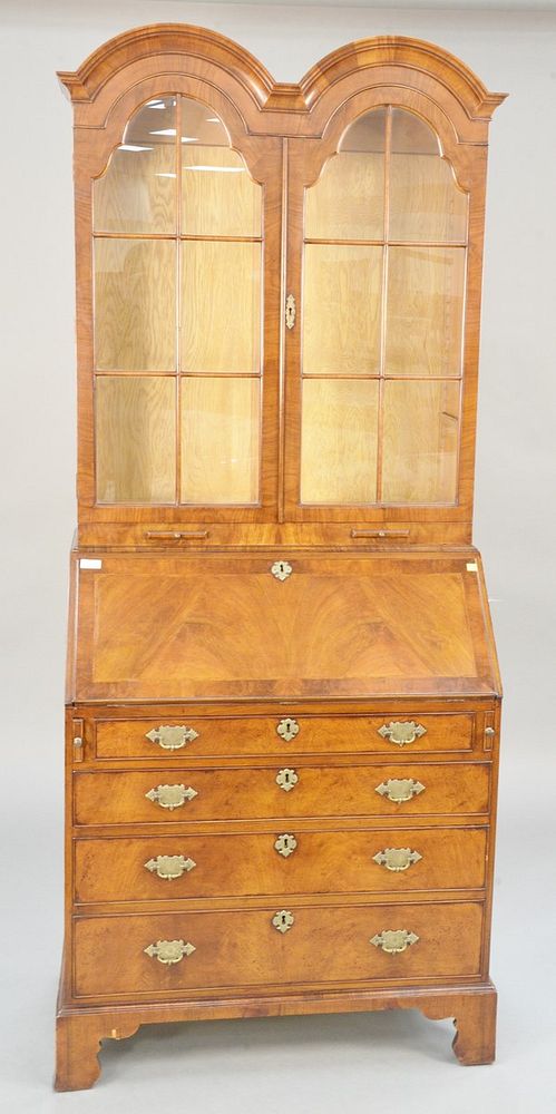 Appraisal: George II style walnut secretary desk in two parts ht