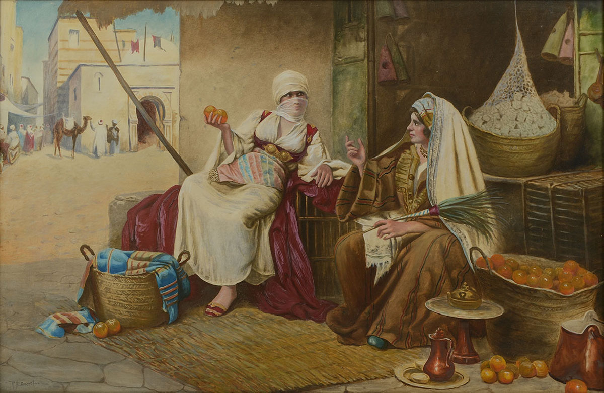 Appraisal: BURFOOT R H American - Orientalist Scene Depicting Two Young