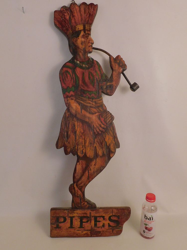 Appraisal: TOBACCO WOOD PAINTED SIGN - INDIAN An old painted and