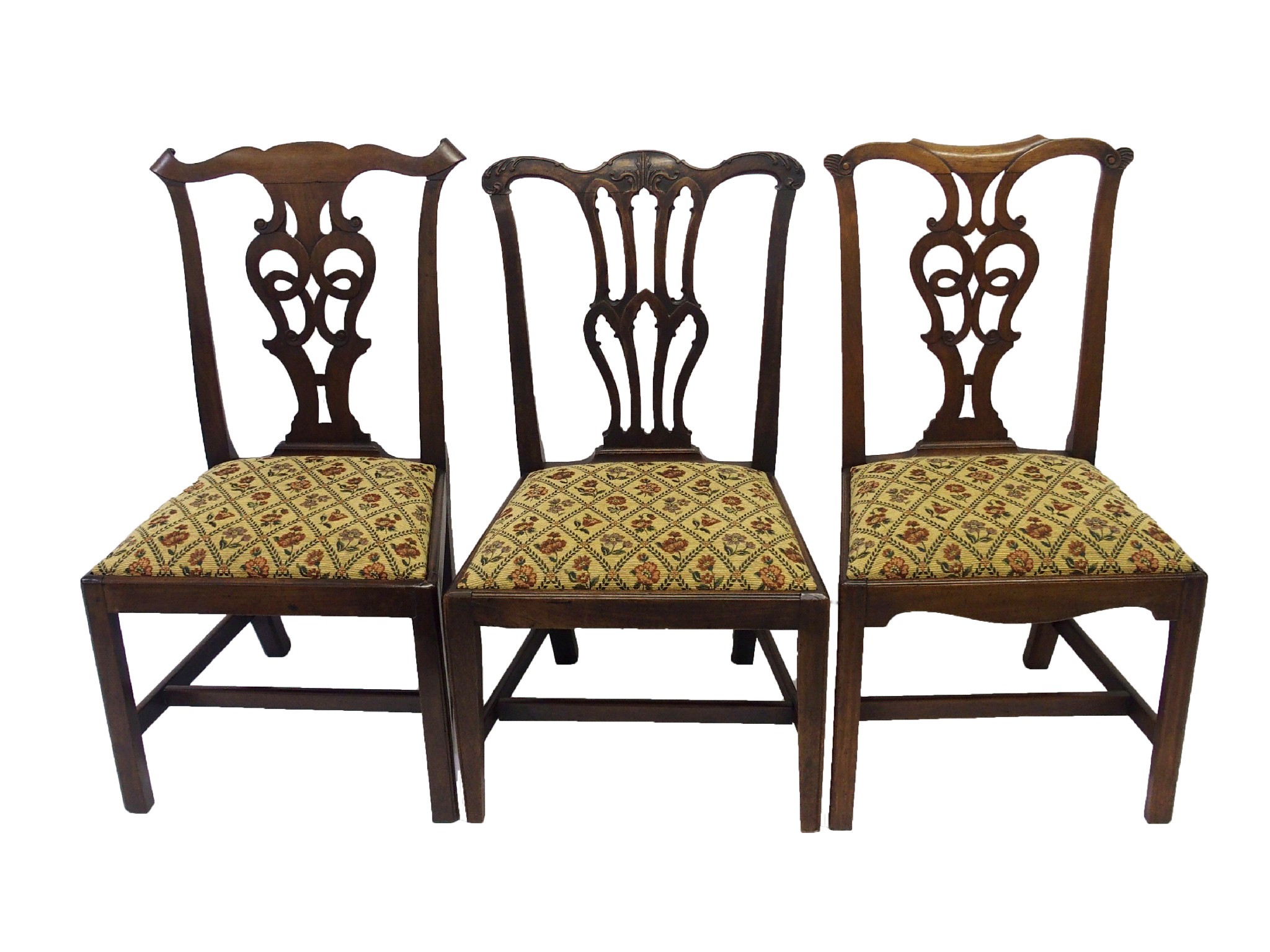 Appraisal: A composite set of eight Chippendale style mahogany dining chairsincluding