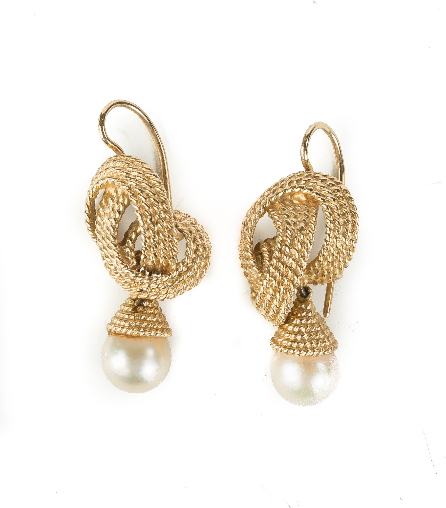 Appraisal: Vintage K Gold and Cultured Pearl Earrings mm pearls dwt