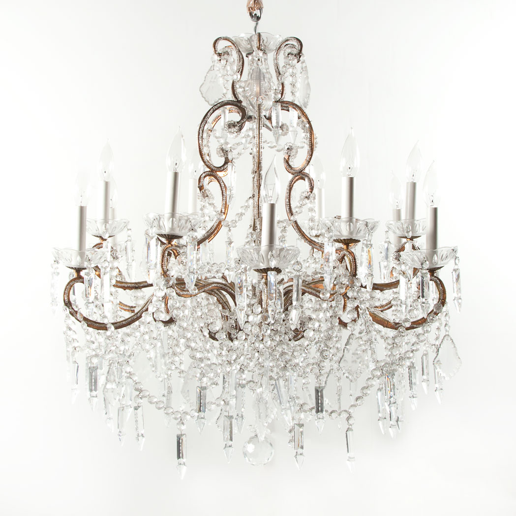 Appraisal: Louis XV Style Twelve-Light Chandelier th Century En suite with