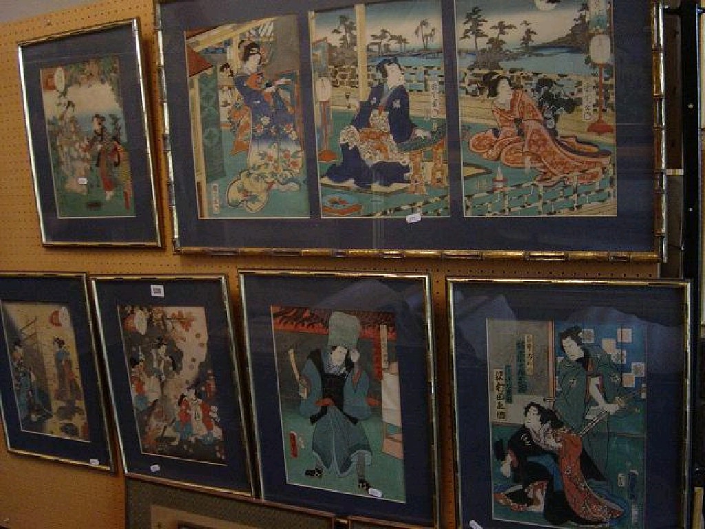 Appraisal: A collection of Japanese wood cut coloured prints of male