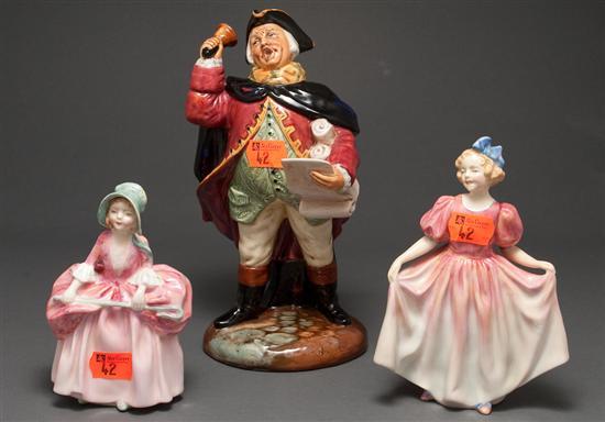 Appraisal: Three Royal Doulton china figures Town Crier - H N