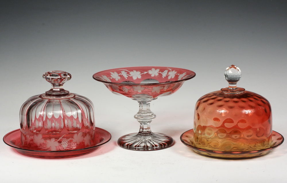 Appraisal: PCS ART GLASS - Matching Bohemian Glass Fruit Compote and