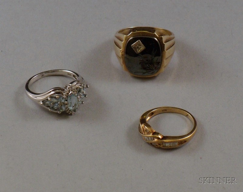 Appraisal: Two Lady's kt Gold and Gem-set Rings and a Man's