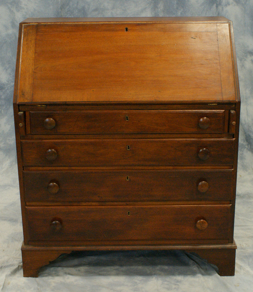 Appraisal: Walnut Chippendale slant front desk flat interior with fluted dove