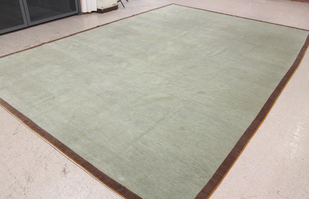 Appraisal: PLAIN GREEN ORIENTAL CARPET hand knotted in Tibet for Ralo