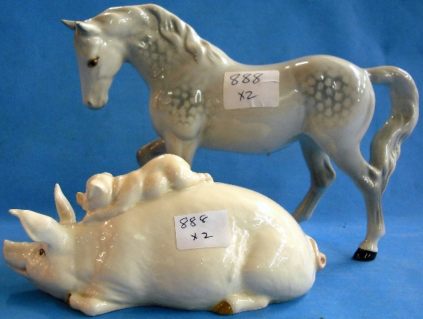 Appraisal: Beswick Pig and Piglet 'Piggyback' and Grey Mare chipped ear