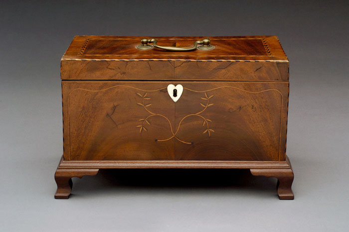 Appraisal: PENNSYLVANIA OR NEW JERSEY CHIPPENDALE INLAID FIGURED MAHOGANY BOX The