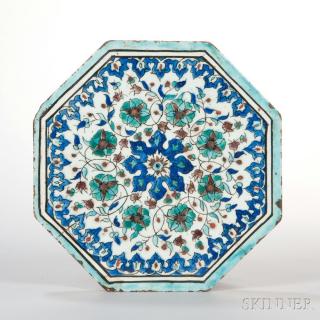 Appraisal: Octagonal Iznik Tile Octagonal Iznik Tile possibly Syria th th